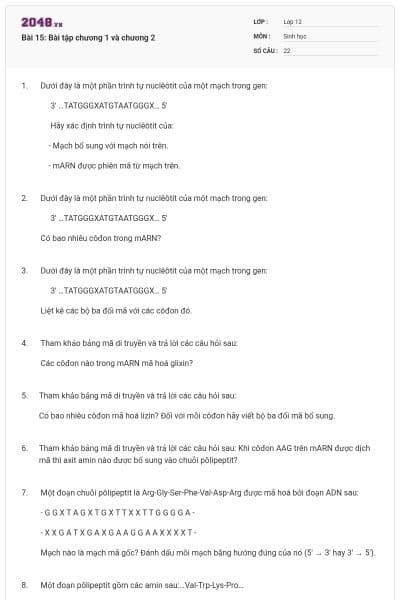 Bài 15: Bài tập chương 1 và chương 2