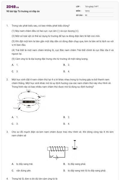 90 bài tập Từ trường có đáp án