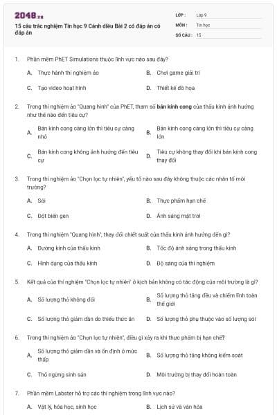 15 câu trắc nghiệm Tin học 9 Cánh diều Bài 2 có đáp án có đáp án