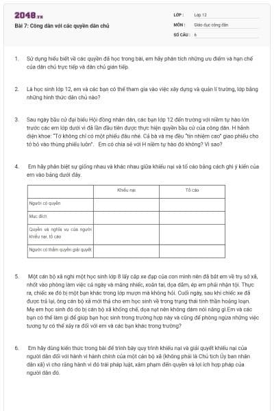 Bài 7: Công dân với các quyền dân chủ