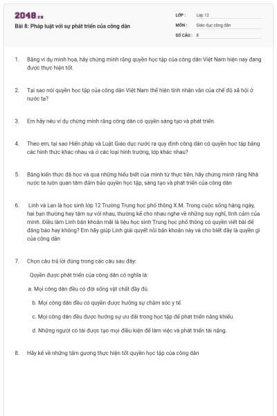 Bài 8: Pháp luật với sự phát triển của công dân