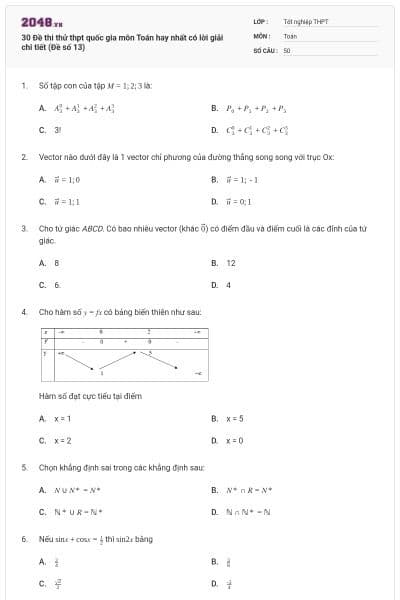 30 Đề thi thử thpt quốc gia môn Toán hay nhất có lời giải chi tiết (Đề số 13)