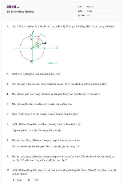 Bài 1: Dao động điều hòa
