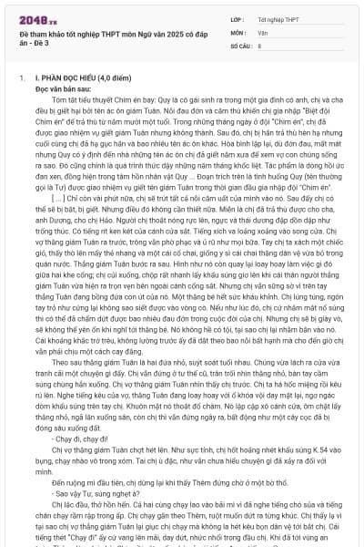 Đề tham khảo tốt nghiệp THPT môn Ngữ văn 2025 có đáp án - Đề 3