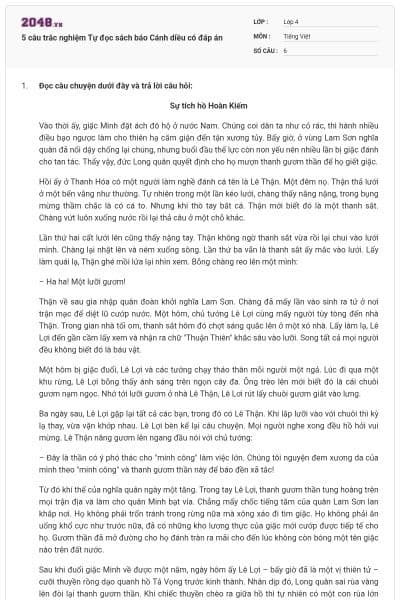 5 câu trắc nghiệm Tự đọc sách báo Cánh diều có đáp án