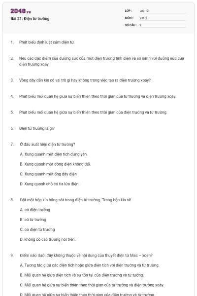 Bài 21: Điện từ trường