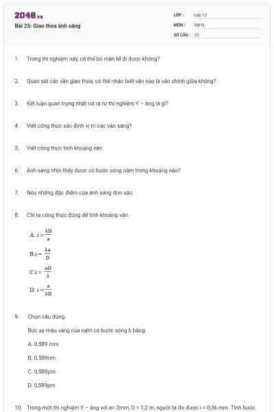 Bài 25: Giao thoa ánh sáng