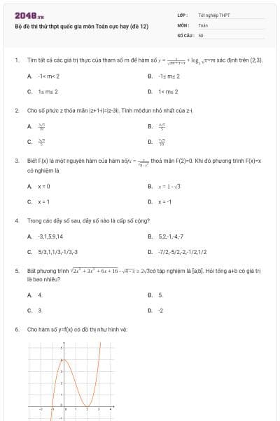Bộ đề thi thử thpt quốc gia môn Toán cực hay (đề 12)