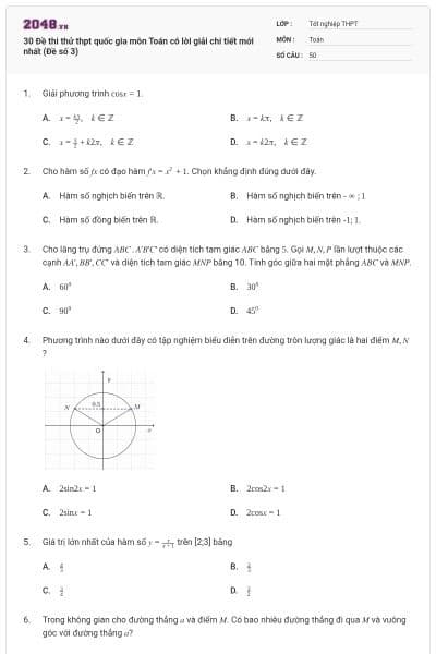 30 Đề thi thử thpt quốc gia môn Toán có lời giải chi tiết mới nhất (Đề số 3)