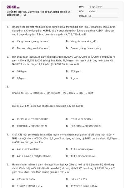 Đề Ôn thi THPTQG 2019 Hóa Học cơ bản, nâng cao có lời giải chi tiết (P10)