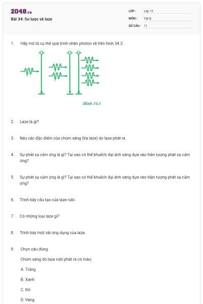 Bài 34: Sơ lược về laze