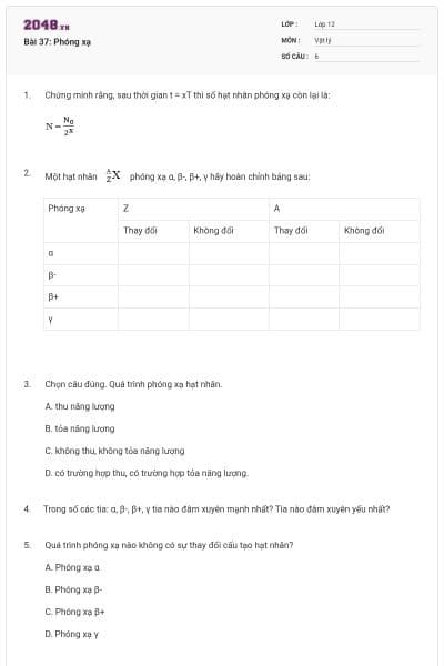 Bài 37: Phóng xạ