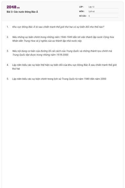 Bài 3: Các nước Đông Bắc Á