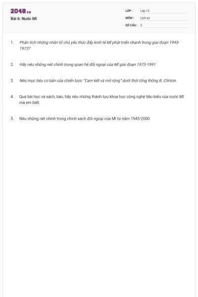 Bài 6: Nước Mĩ