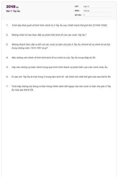 Bài 7: Tây Âu