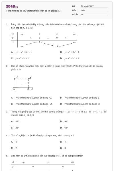 Tổng hợp đề thi thử thptqg môn Toán có lời giải (đề 7)