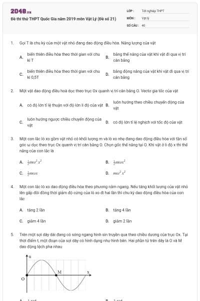 Đề thi thử THPT Quốc Gia năm 2019 môn Vật Lý (Đề số 21)