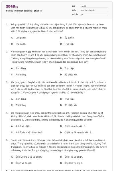 65 câu TN quyền dân chủ ( phần 1)