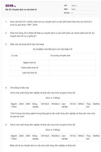 Bài 20: Chuyển dịch cơ cấu kinh tế