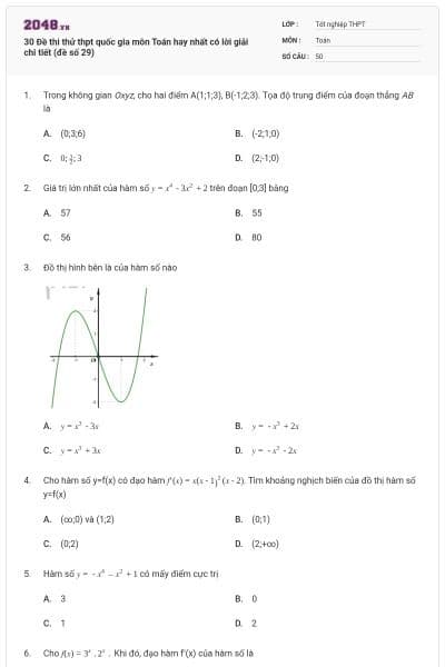 30 Đề thi thử thpt quốc gia môn Toán hay nhất có lời giải chi tiết (đề số 29)
