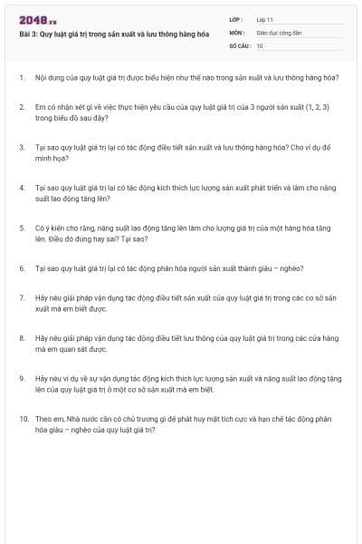 Bài 3: Quy luật giá trị trong sản xuất và lưu thông hàng hóa