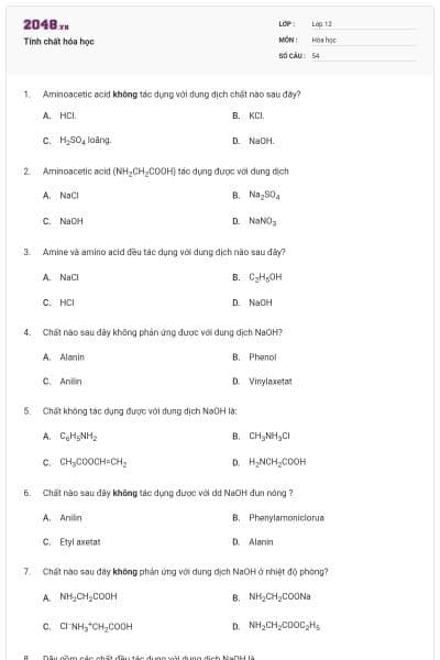 Tính chất hóa học