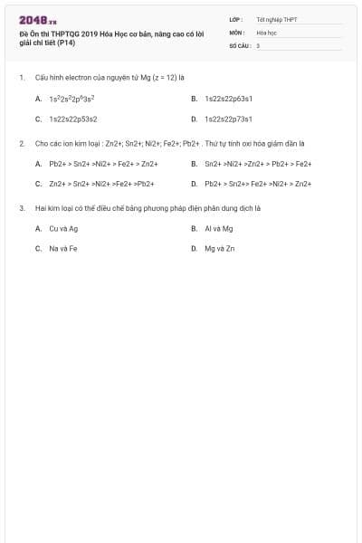 Đề Ôn thi THPTQG 2019 Hóa Học cơ bản, nâng cao có lời giải chi tiết (P14)