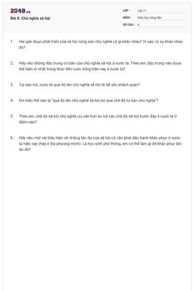 Bài 8: Chủ nghĩa xã hội