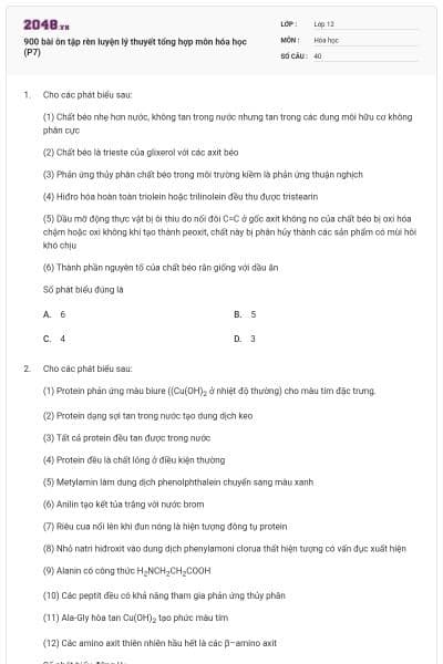 900 bài ôn tập rèn luyện lý thuyết tổng hợp môn hóa học (P7)
