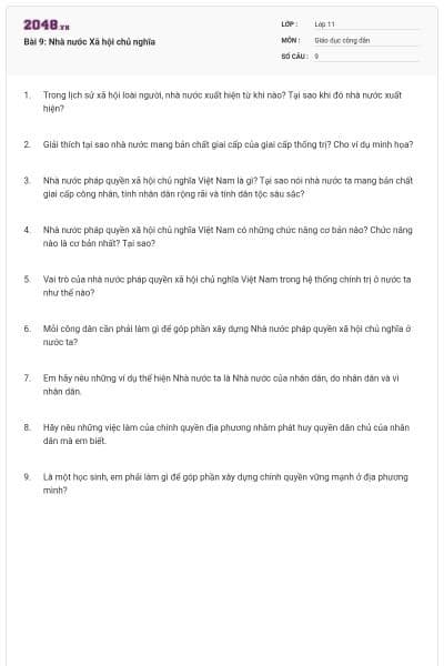 Bài 9: Nhà nước Xã hội chủ nghĩa