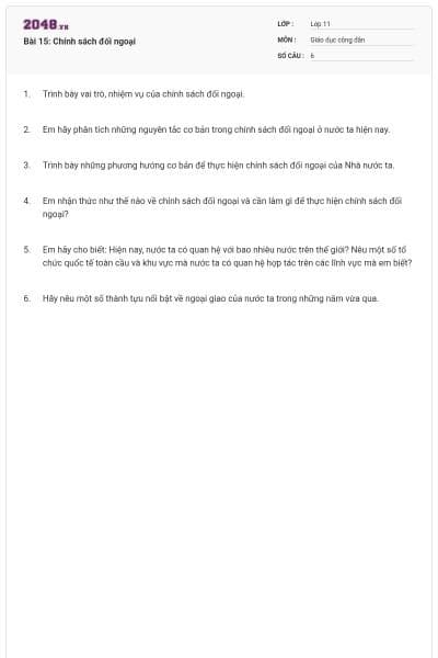 Bài 15: Chính sách đối ngoại