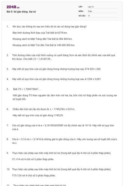 Bài 5: Số gần đúng. Sai số