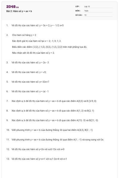 Bài 2: Hàm số y = ax + b