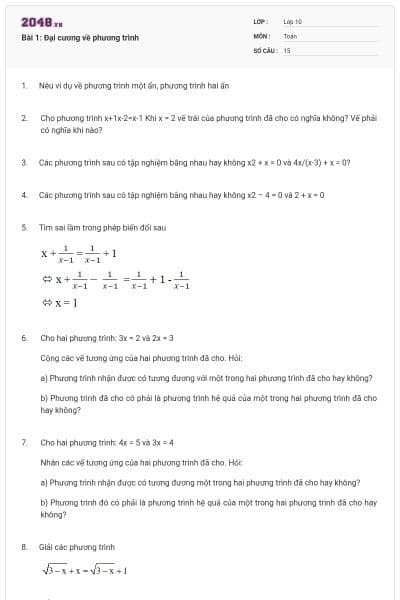 Bài 1: Đại cương về phương trình