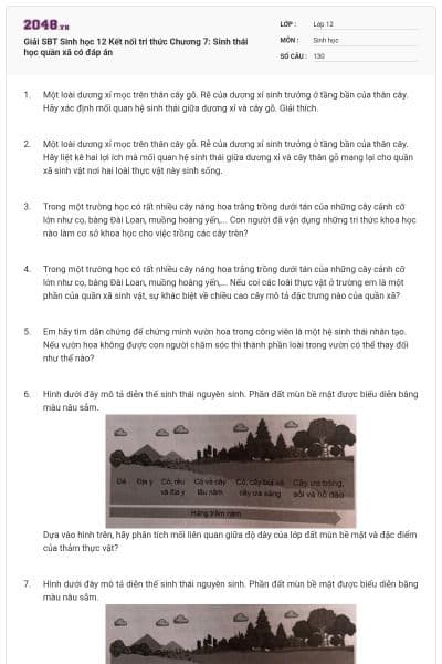 Giải SBT Sinh học 12 Kết nối tri thức Chương 7: Sinh thái học quần xã có đáp án