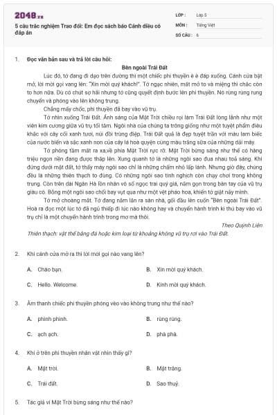 5 câu trắc nghiệm Trao đổi: Em đọc sách báo Cánh diều có đáp án