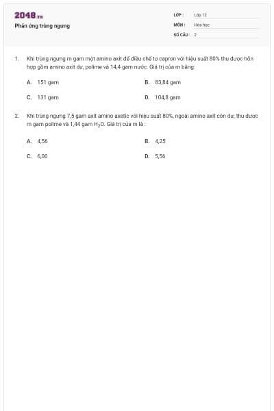 Phản ứng trùng ngưng