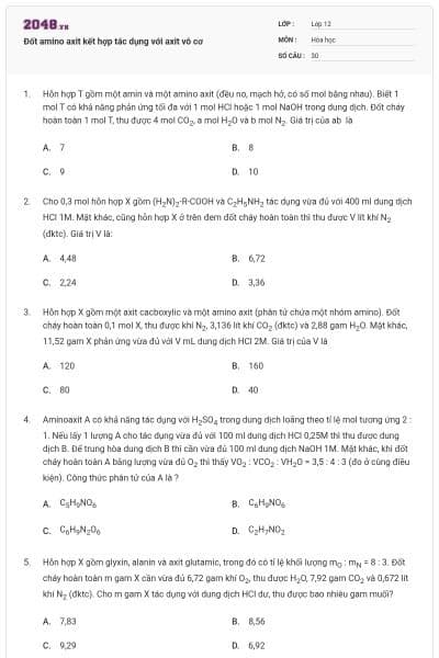 Đốt amino axit kết hợp tác dụng với axit vô cơ