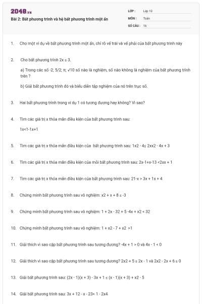 Bài 2: Bất phương trình và hệ bất phương trình một ẩn