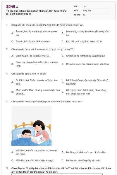 10 câu trắc nghiệm Em đã biết những gì, làm được những gì? Cánh diều có đáp án