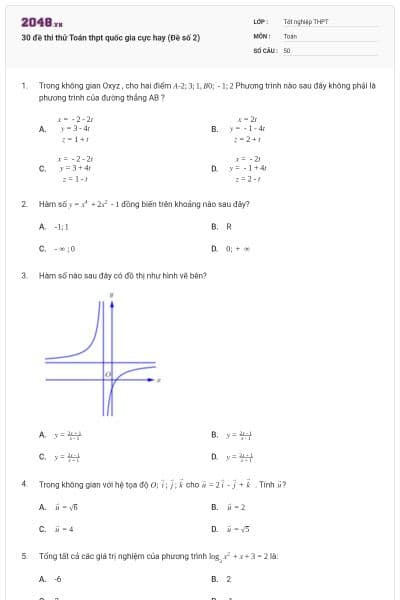 30 đề thi thử Toán thpt quốc gia cực hay (Đề số 2)