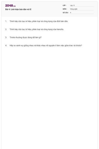 Bài 4: Linh kiện bán dẫn và IC