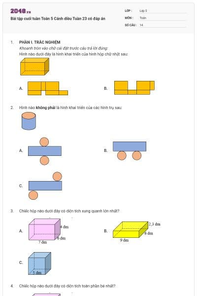 Bài tập cuối tuần Toán 5 Cánh diều Tuần 23 có đáp án