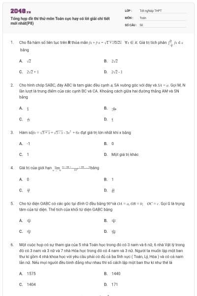 Tổng hợp đề thi thử môn Toán cực hay có lời giải chi tiết mới nhất(P8)