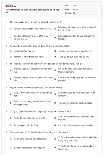 15 câu trắc nghiệm Tin 9 Chân trời sáng tạo Bài 6a có đáp án