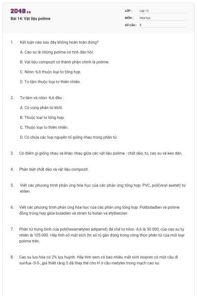 Bài 14: Vật liệu polime