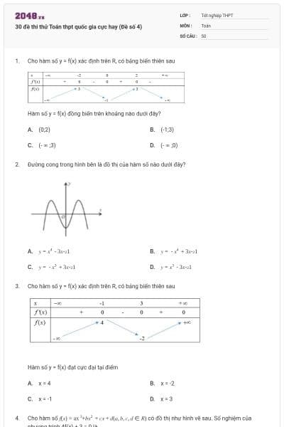 30 đề thi thử Toán thpt quốc gia cực hay (Đề số 4)