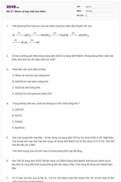 Bài 27: Nhôm và hợp chất của nhôm