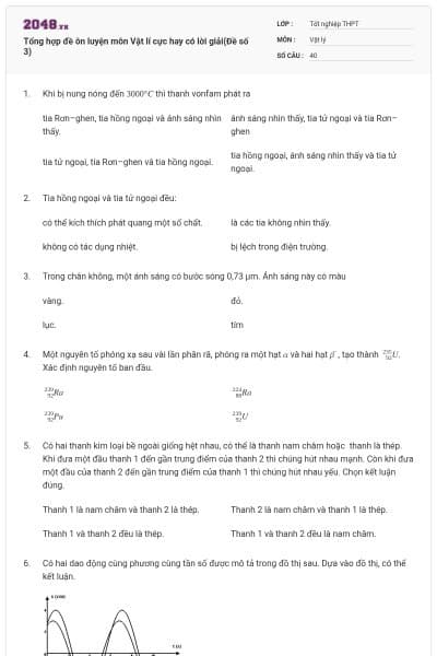Tổng hợp đề ôn luyện môn Vật lí cực hay có lời giải(Đề số 3)