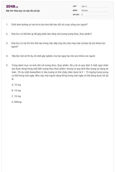 Bài 44: Hóa học và vấn đề xã hội